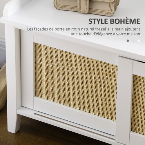 Meuble Chaussures Banc à Chaussures 2 En 1 Style Bohème Chic