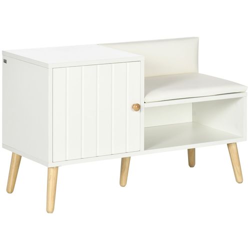 Banc Meuble à Chaussures 2 En 1 Style Scandinave Bois Pin Blanc