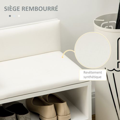 Banc Meuble à Chaussures 2 En 1 Style Scandinave Bois Pin Blanc