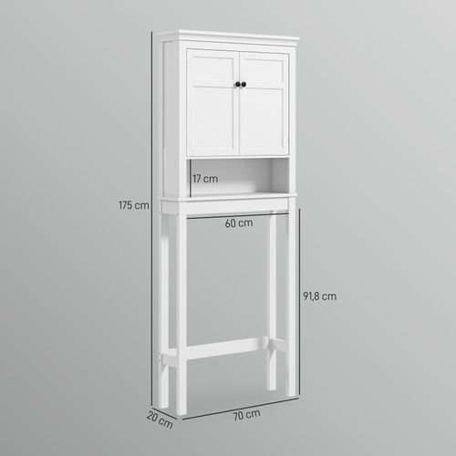 Meuble Wc Meuble Dessus Toilettes Style Classique Chic 2 Portes Étagère Niche Blanc