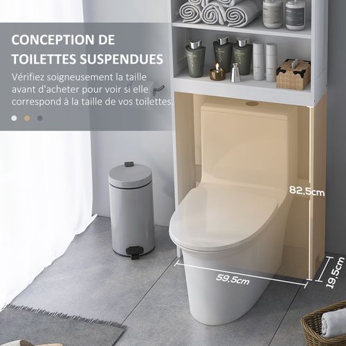 Meuble Wc Dessus De Toilette Style Classique Chic 2 Portes 2 Étagères Blanc