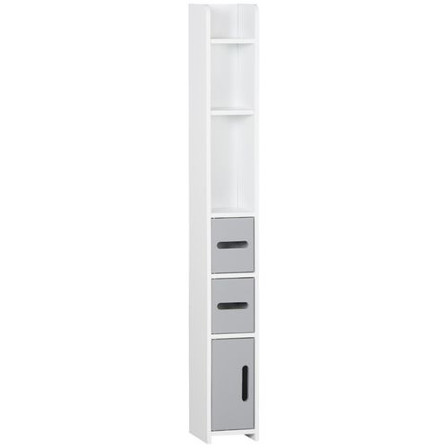 Colonne Salle De Bain H. 120 Cm - Multi-rangement - Blanc Gris