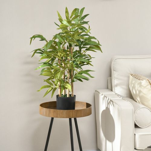 Bambou Artificiel H. 60 Cm Feuilles Denses Réalistes Pot Et Lichen Inclus