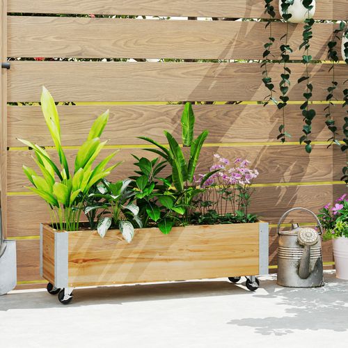 Jardinière Sur Roulettes Inserts D'irrigation, Feutre Drainage Métal Sapin