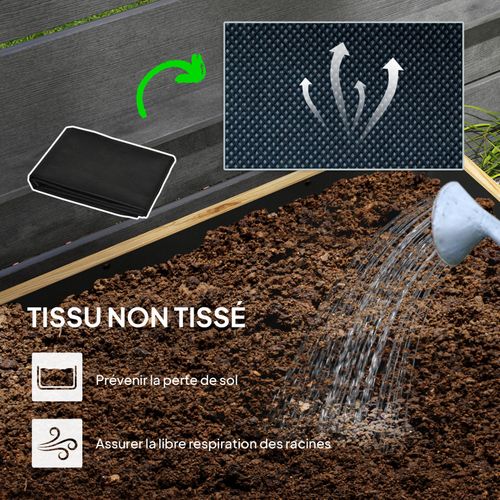 Jardinière Sur Roulettes Inserts D'irrigation, Feutre Drainage Métal Sapin