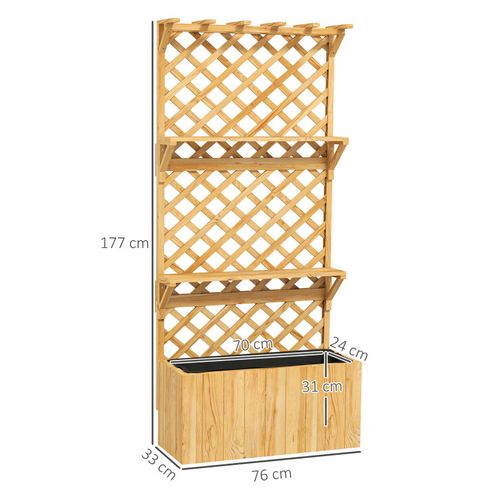 Jardinière Avec Treillis Haut H.177 Cm - 2 Étagères, Support Haut - Bois