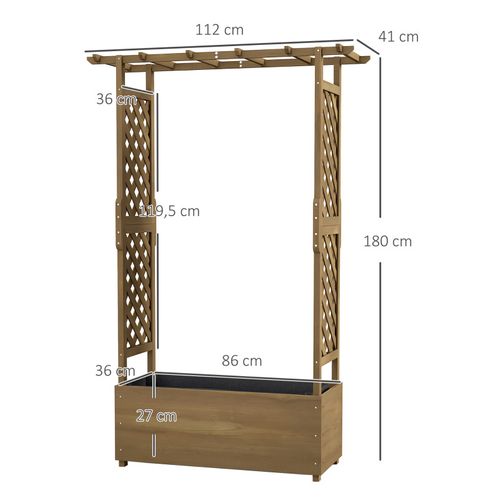 Jardinière Rectangulaire Sur Pied Avec Treillis Et Arche Bois Pré-huilé