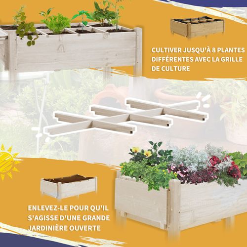 Jardinière Sur Pied - Potager Sur Roulettes Avec Étagères - Sapin Pré-huilé