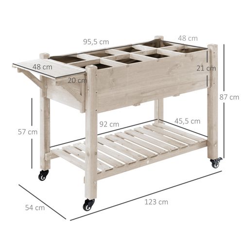 Jardinière Sur Pied - Potager Sur Roulettes Avec Étagères - Sapin Pré-huilé
