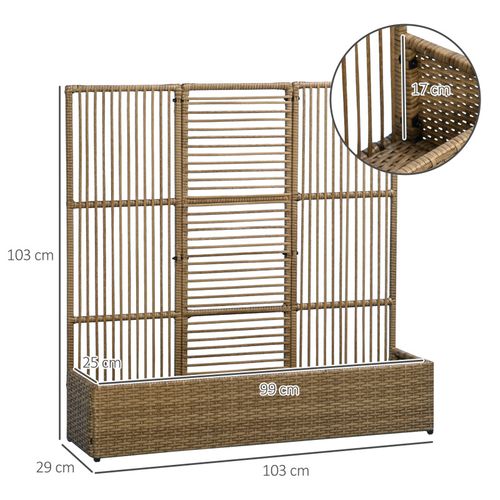 Jardinière Avec Treillis Haut Dim. 103l X 29l X 103h Cm Résine