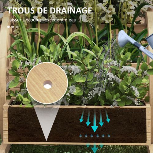 Jardinière Sur Pied Carré Potager 3 Étages Style Rustique Chic