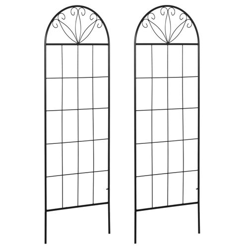 Lot De 2 Treillis De Jardin - Dim. 51l X 152h Cm - Métal Époxy Noir