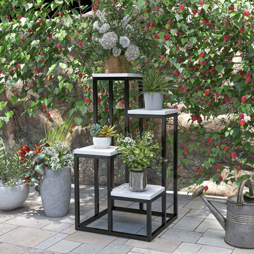 Porte-plantes Style Industriel 4 Étagères Métal Sapin