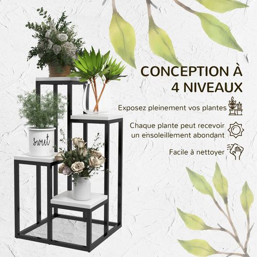Porte-plantes Style Industriel 4 Étagères Métal Sapin