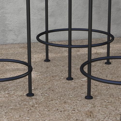 Lot De 3 Supports Pot De Fleurs Plateaux Aspect Rotin Métal Doré Noir