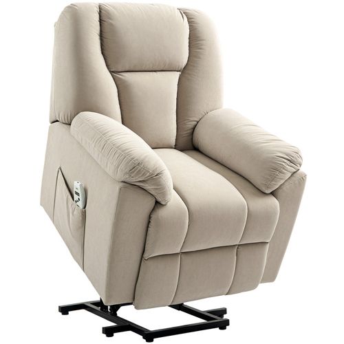 Fauteuil Releveur Massant Chauffant Inclinable Relevable Tissu Beige