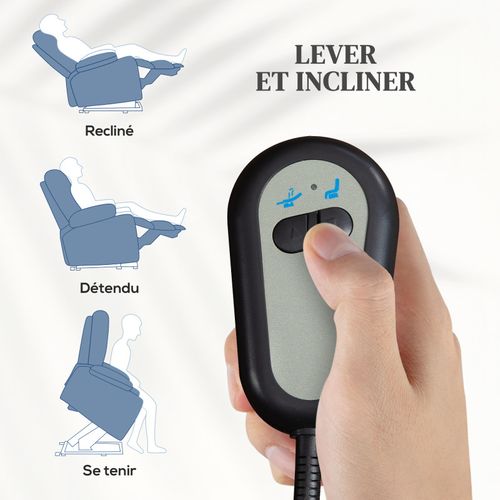 Fauteuil Releveur De Relaxation Réglable Électrique Tissu Bleu