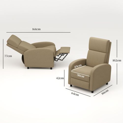 Fauteuil Relax Inclinable Max. 160° Repose-pieds Intégré Tissu
