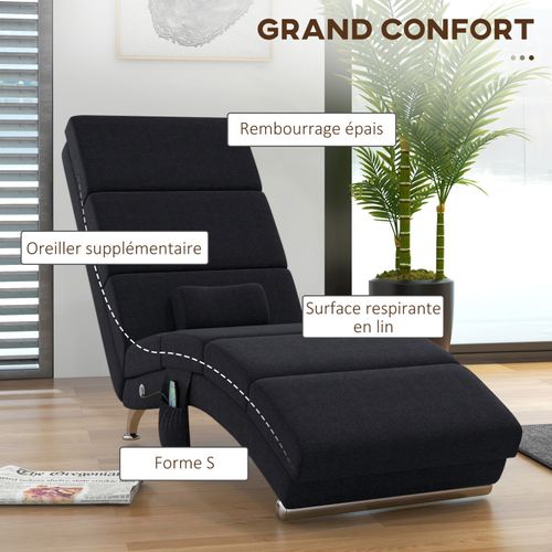 Fauteuil Relax Massant Chauffant Design Métal Chromé Tissu
