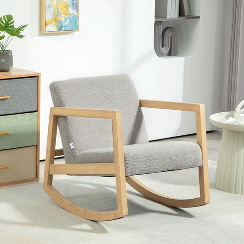 Fauteuil Lounge à Bascule Bois Hévéa Effet Peau De Mouton