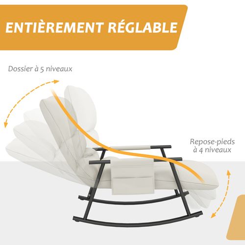 Fauteuil à Bascule Chesterfield Inclinable Repose-pied Réglable Grège