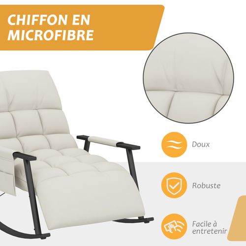 Fauteuil à Bascule Chesterfield Inclinable Repose-pied Réglable Grège