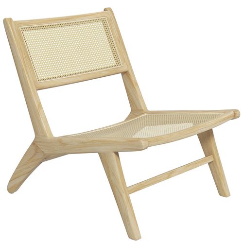 Fauteuil Lounge - Assise, Dossier Aspect Cannage - Bois Hévéa