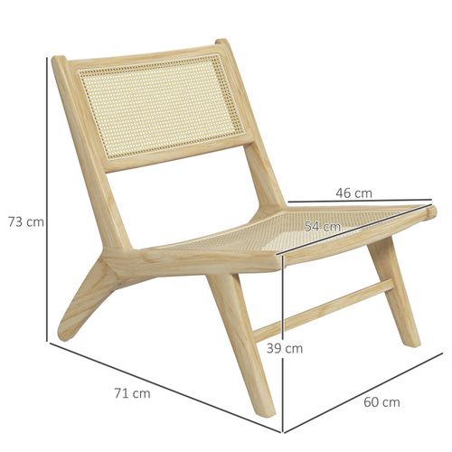 Fauteuil Lounge - Assise, Dossier Aspect Cannage - Bois Hévéa
