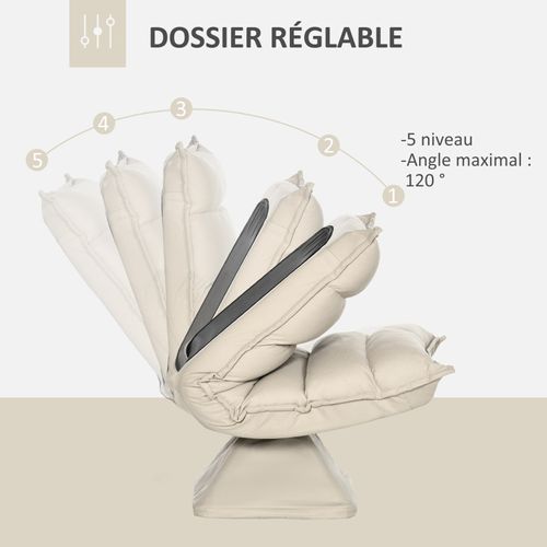 Fauteuil Relax Pivotant Inclinable Tissu Velours Microfibre