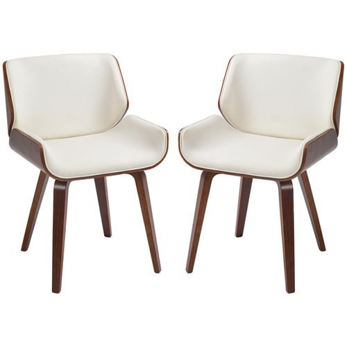 Lot De 2 Chaises Design Vintage Bois Aspect Noyer Pu Tissu