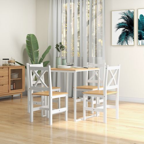 Lot De 4 Chaises De Salle à Manger Esprit Campagne Bois Blanc