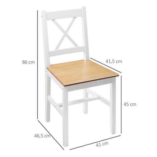 Lot De 4 Chaises De Salle à Manger Esprit Campagne Bois Blanc