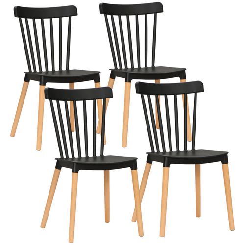 Lot De 4 Chaises De Salle à Manger Style Scandinave Piètement Bois Hêtre Pp