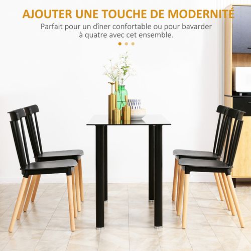 Lot De 4 Chaises De Salle à Manger Style Scandinave Piètement Bois Hêtre Pp