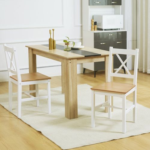 Lot De 2 Chaises De Salle à Manger Esprit Campagne Bois Blanc