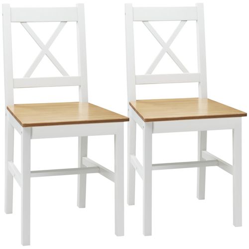 Lot De 2 Chaises De Salle à Manger Esprit Campagne Bois Blanc