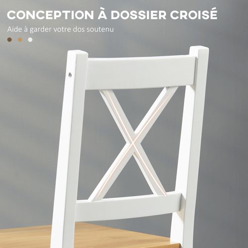 Lot De 2 Chaises De Salle à Manger Esprit Campagne Bois Blanc