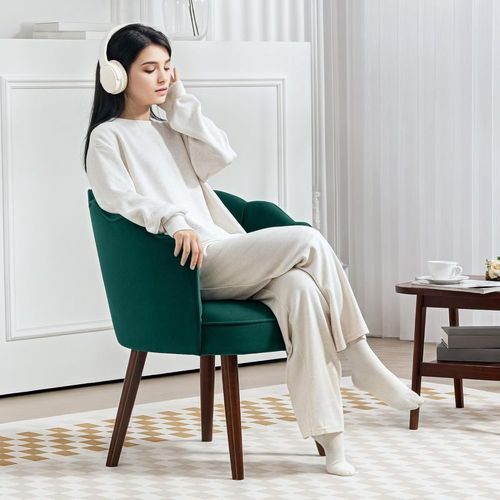 Fauteuil Design Coquillage Piètement Bois Hévéa Velours