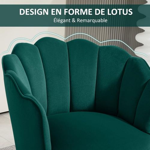 Fauteuil Design Coquillage Piètement Bois Hévéa Velours