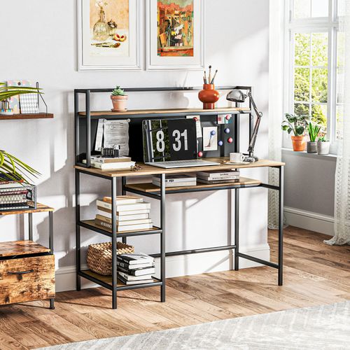 Bureau Informatique Industriel Avec 4 Étagères Et Panneau Noir