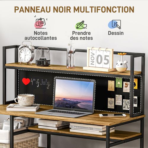 Bureau Informatique Industriel Avec 4 Étagères Et Panneau Noir
