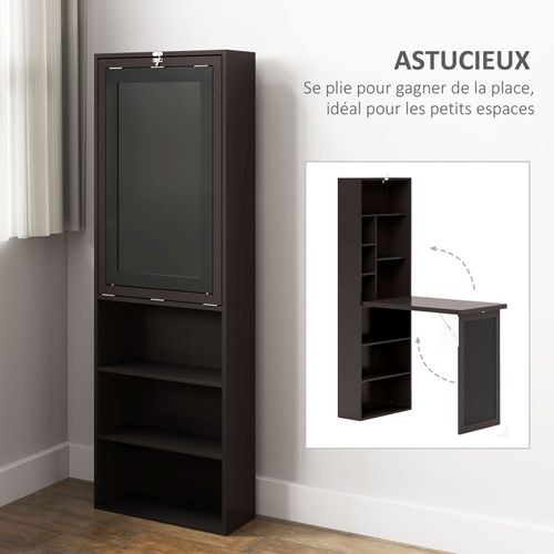 Bureau Mural Pliable Bibliothèque Avec Tableau Craie Intégré