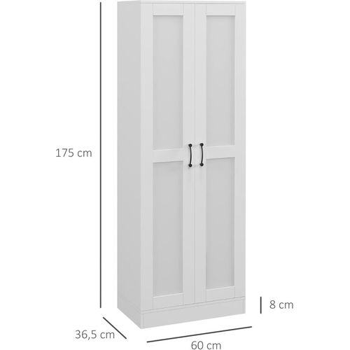Armoire 2 Portes 4 Étagères Poignées Métal Noir Panneaux Blanc