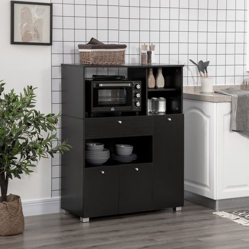 Meuble De Cuisine Multi-rangements Panneaux Particules Noir