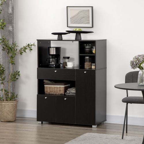 Meuble De Cuisine Multi-rangements Panneaux Particules Noir