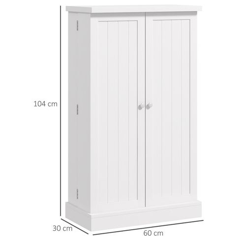 Armoire De Cuisine 2 Portes Total 14 Étagères Mdf Blanc