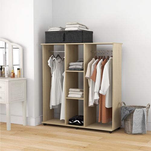 Armoire Penderie 120l X 40l X 128h Cm Aspect Bois