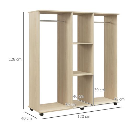 Armoire Penderie 120l X 40l X 128h Cm Aspect Bois