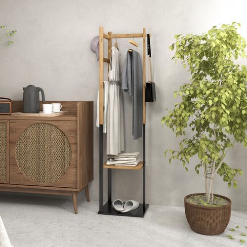 Portant Pour Vêtements En Bambou, Porte-manteau En Bois Avec Tringle