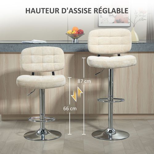 Lot De 2 Tabourets De Bar Zelie Noir Et Beige